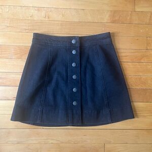 Black Denim A-line Mini Skirt